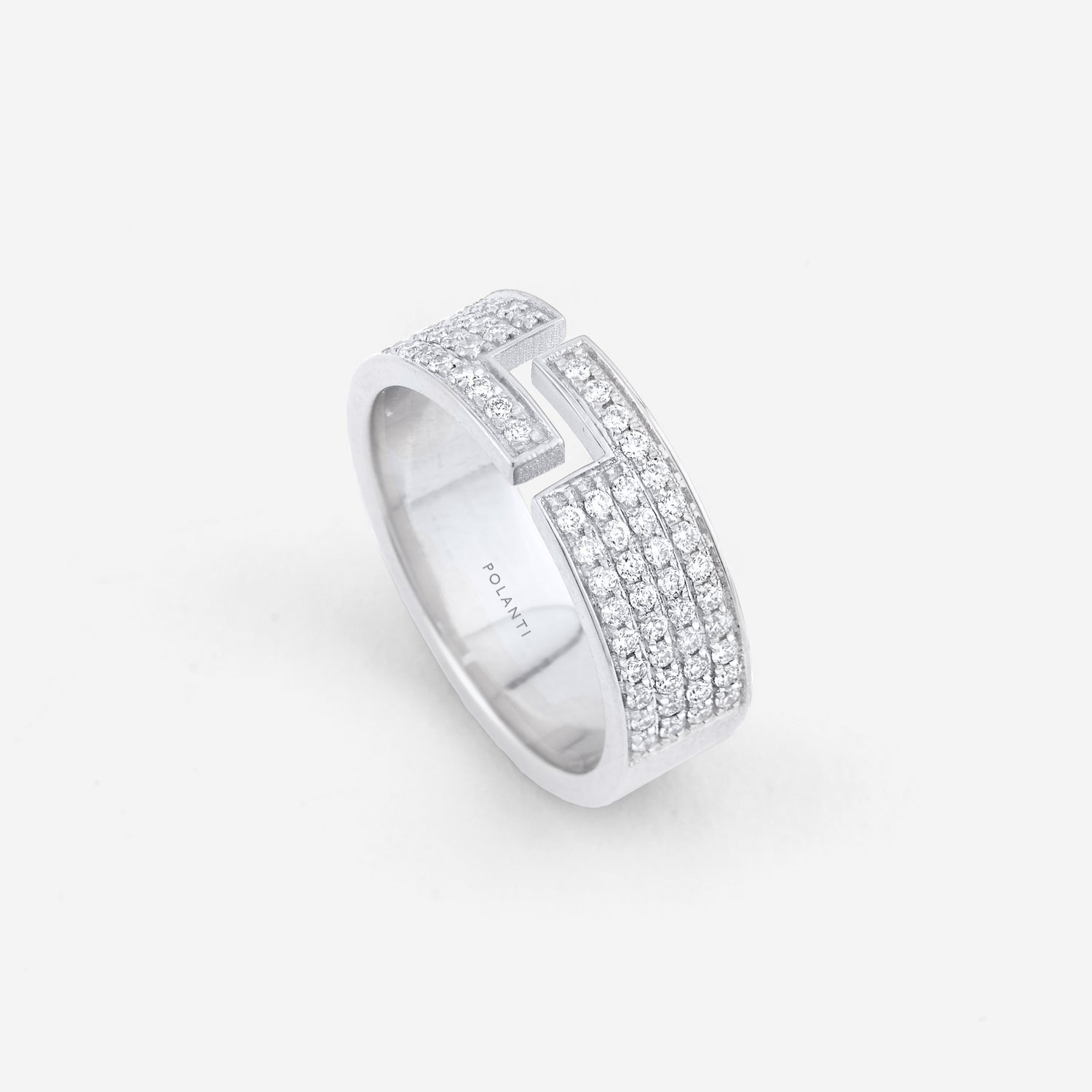 18KT White Gold Signature Ring with Diamonds 7mm