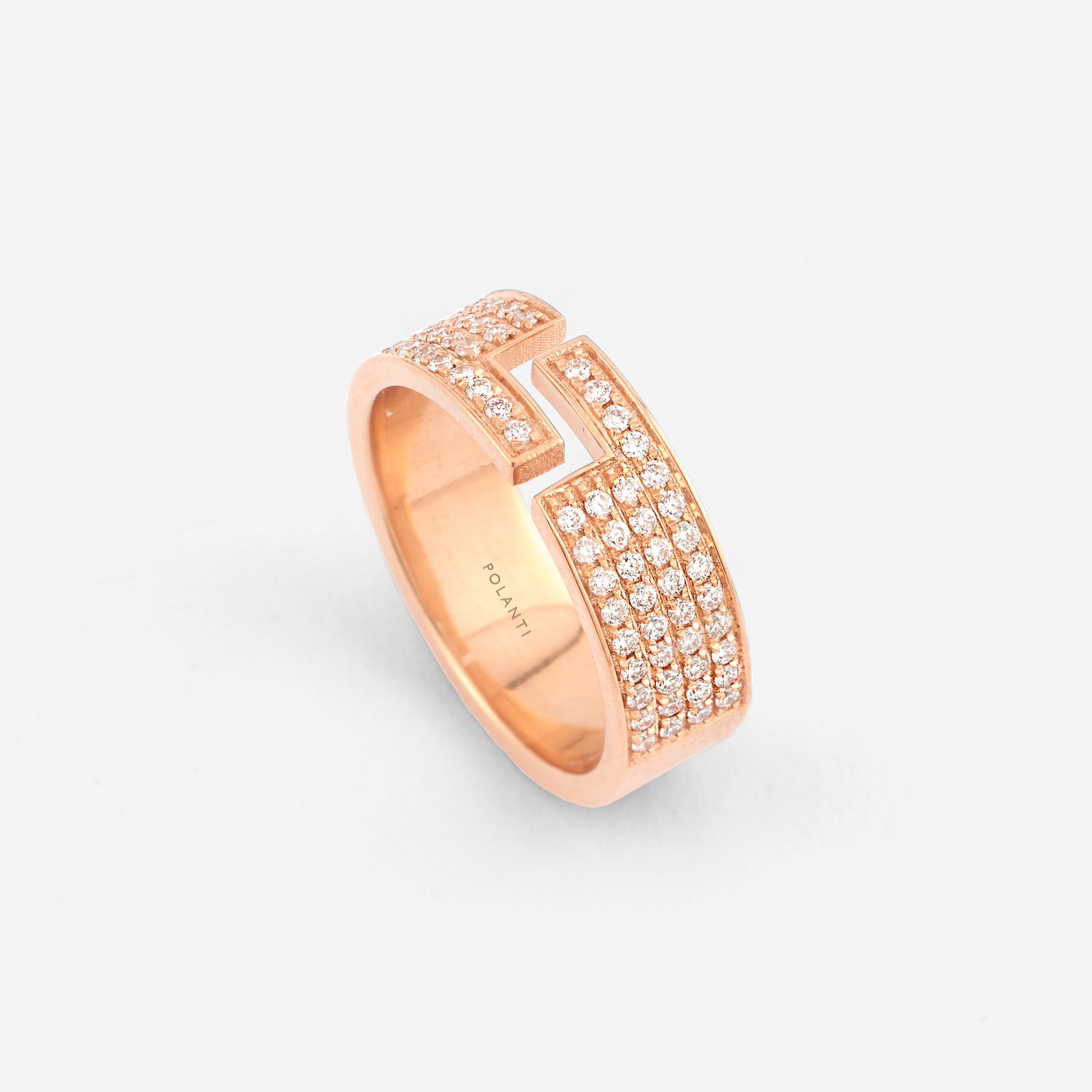 18KT Rose Gold Signature Ring with Diamonds 7mm