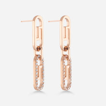 Load image into Gallery viewer, 18KT Rose Gold Signature Earrings with Diamonds
