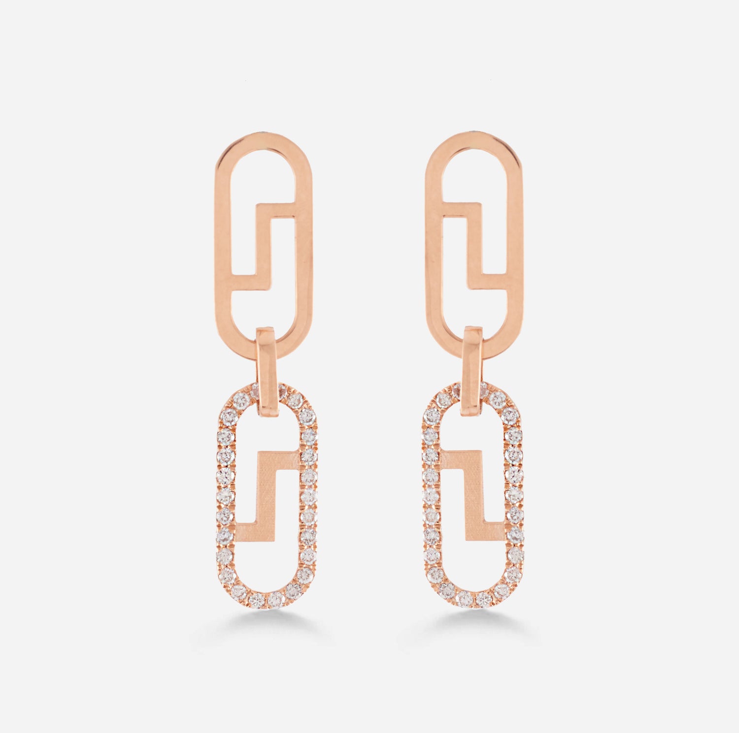 18KT Rose Gold Signature Earrings with Diamonds